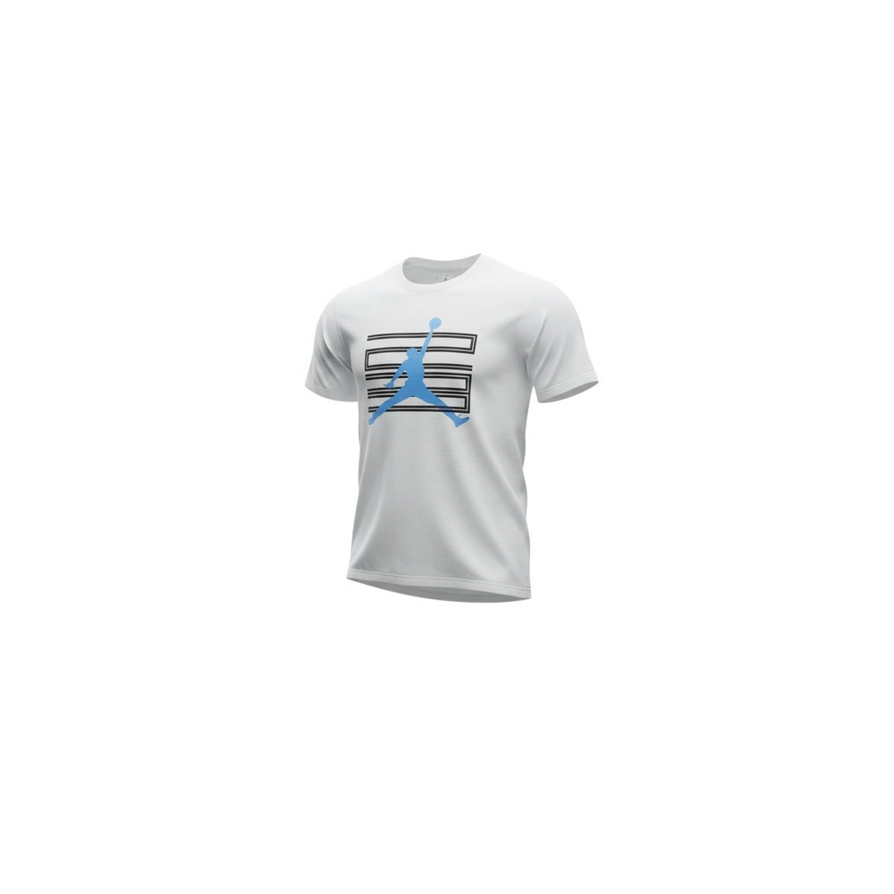 Jordan Graphic T-Shirt Mens Small White Blue Jumpman AJ11 Stripes 944220-100